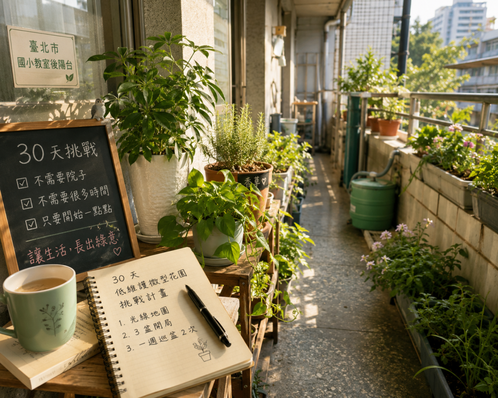 我把教室陽台變成微型花園的那一年：30 天低維護挑戰（給忙碌世代的花草園藝開場白）